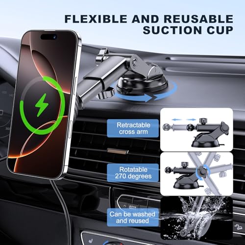 for Mag-Safe Car Mount Charger Dash Windshield Vent Magnetic Phone Holder - image 5
