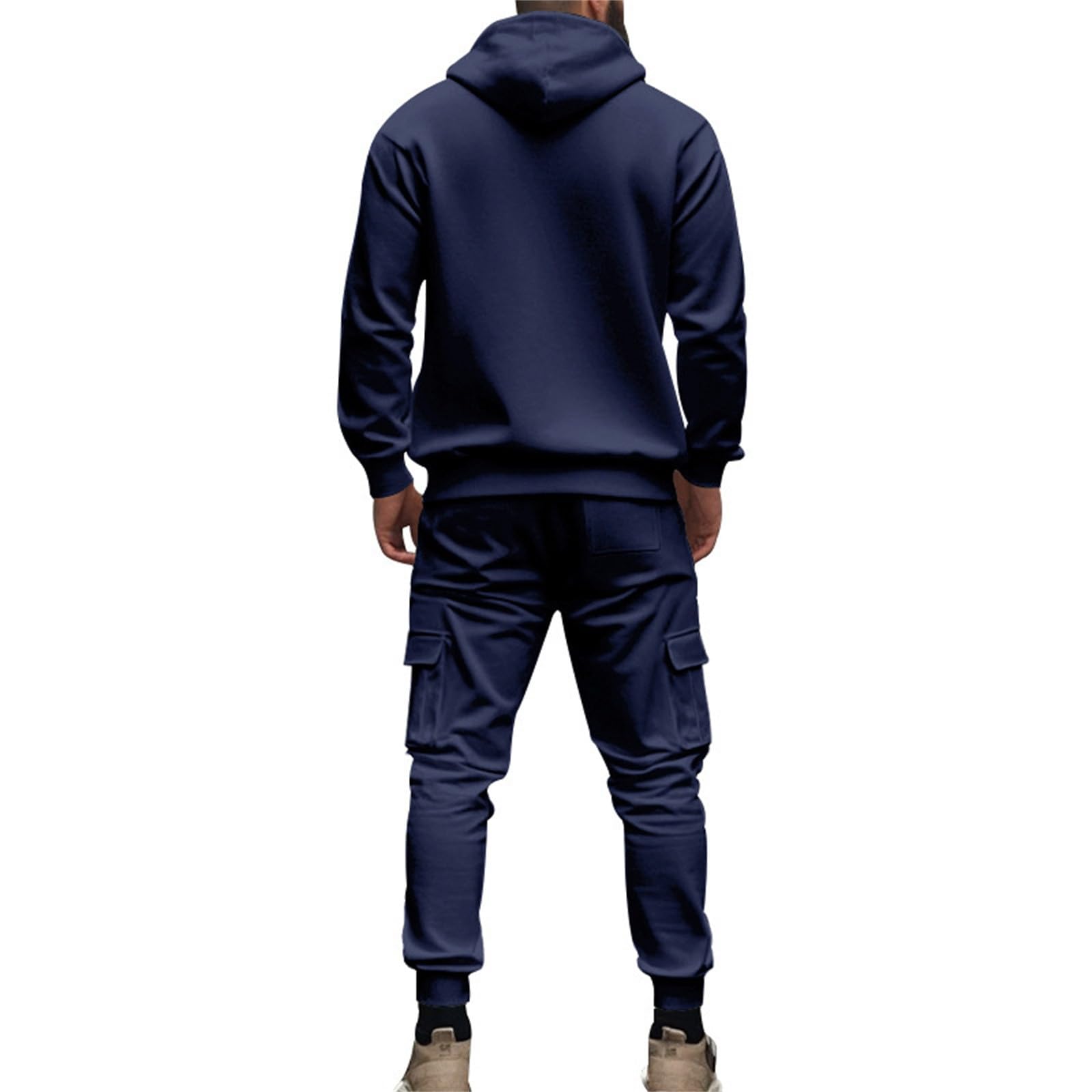 Conjunto de sudadera para hombre para otoño e invierno, pantalones largos pesados con forro polar, casual, holgado, a la moda, sudadera con capucha de gran tamaño, ropa de calle, uso diario