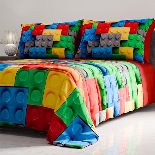 Colcha cama 170x260 cm de microfibra de primavera verano modelo Bloquecitos 5