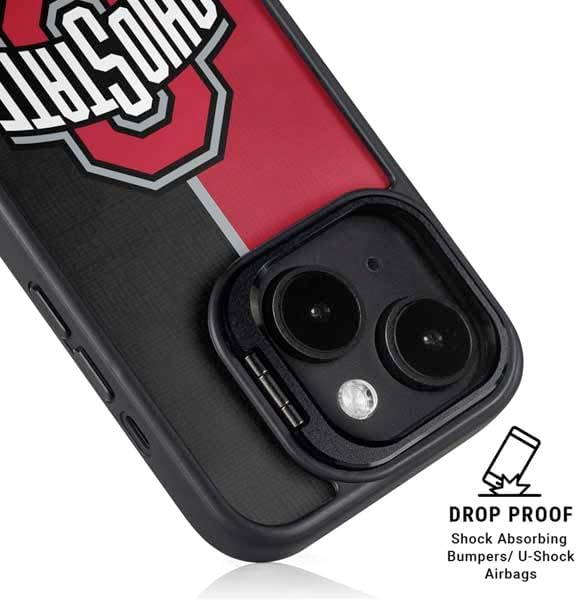 Skinit Kickstand Phone Case Compatible with iPhone 13 - Officially Licensed Ohio State University OSU Buckeyes Split Design