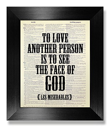 To Love Another Person is to See the Face of God, Victor Hugo Quote Inspired, Les Miserables Poster, Anniversary Gift Her Couple Husband Wife Boyfriend Girlfriend, Inspirational Wall Art Poster Print