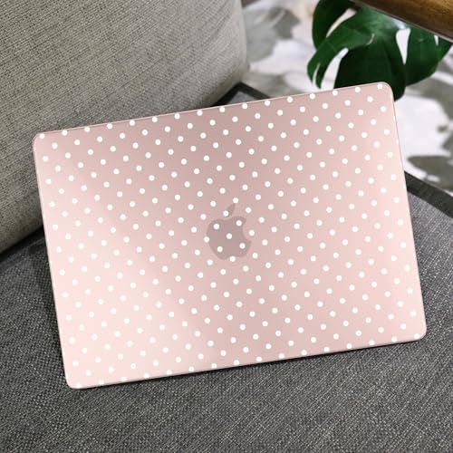 Image of MEEgoodo Case for M5 /M4 /M3 /M2 MacBook Air 13 inch 2026 2025 2024 2022, Fit Model A3449 /A3240 /A3113 /A2681, Case Compatible with MacBook Air 13.6-inch, Pink & White Polka Dots