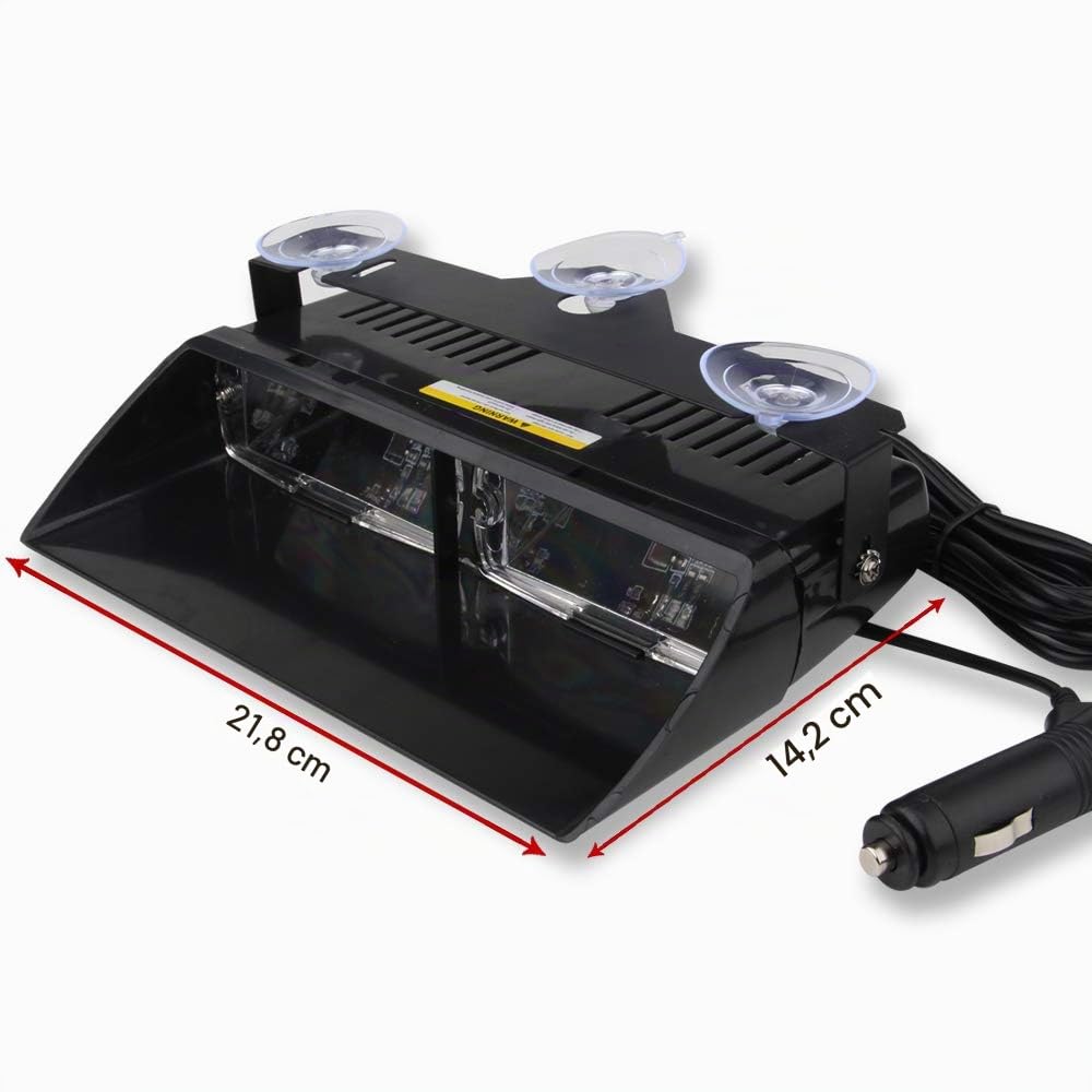 12V Azul 16 LED Alto Brillo Aplicación de la Ley Baliza de Emergencia Advertencia de peligro Luz Estroboscópico Flash Para Techo interno / Tablero de instrumentos / parabrisas con ventosa