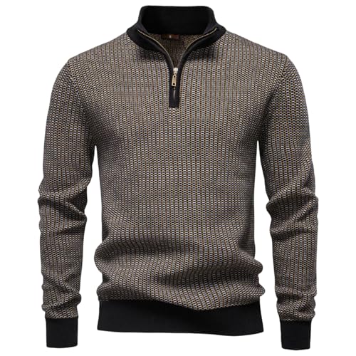 Pull homme col montant zippé contre le froid hivernal coupe ajustée pour le bureau
