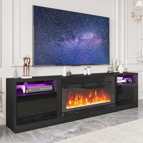 Breezestival Fireplace TV Stand with 36" Electric Fireplace, LED Light
