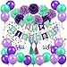 Produktbild Meerjungfrau Geburtstagsparty Dekorationen, Zerodeco Mermaid Party Happy Birthday Banner mit Papier Pompoms Meerjungfrau Kuchendeckel Glitter Partyhüte Mermaid Konfetti Luftballon für Geburtstagsparty