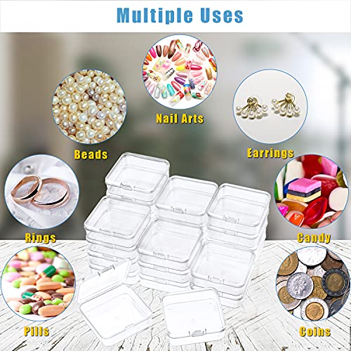 Image of DUOFIRE Containers with Lids 24 Pack Plastic Box Clear Storage Containers Bead Organizer for Crafts, Jewelry, Small Items (2.5x2.5x0.8 Inches)