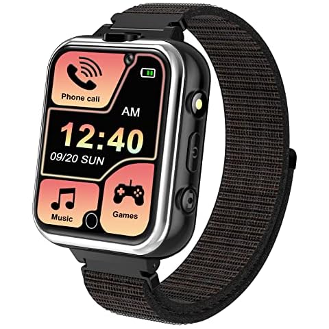PTHTECHUS Kids Music Smartwatch with Game - Boys & Girls HD Touch Screen Smart Watch Phone with Camera Games Pedometer Sports Watches Supplies Grade Student Back to School(X32 Black) Cover
