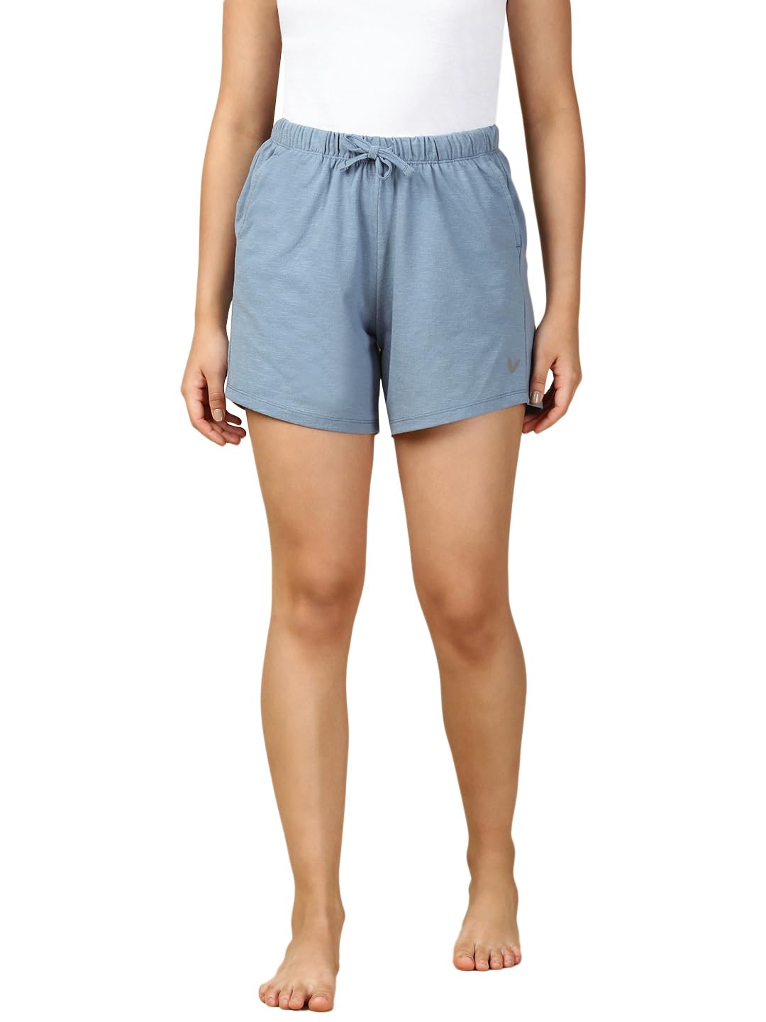 Relaxed Fit Mid Rise 100% Cotton Mid-Thigh Length Shorts for Women with Adjustable Waistband & Side Pockets-image-23