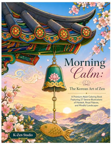 Morning Calm: The Korean Art of Zen: A Premium Adult Coloring Book Featuring 27 Serene Illustrations of Hanbok, Royal Palaces, and Mindful Landscapes image 2