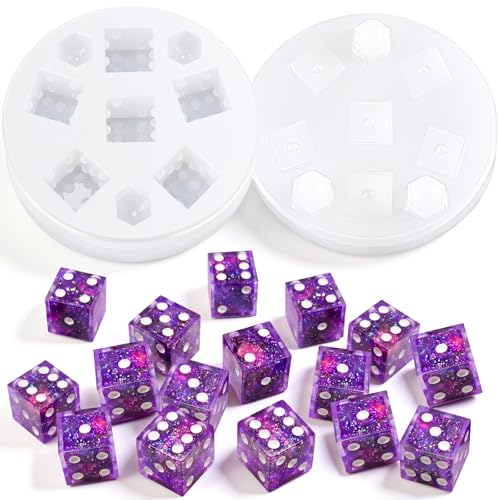 RattanView Professional 6-Cavity Square Sharp Edge Dice Mold Six 6-Sided Playing Dice 16mm Standard Size Accurate Lid Alignment Silicone Mold for DND & Tabletop RPG Board Games