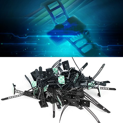 Clips para gestión de cables, abrazadera para atar cables, gestión de cables bajo mesa para un sistema discreto y eficiente de gestión de cables (Negro) miniatura 3