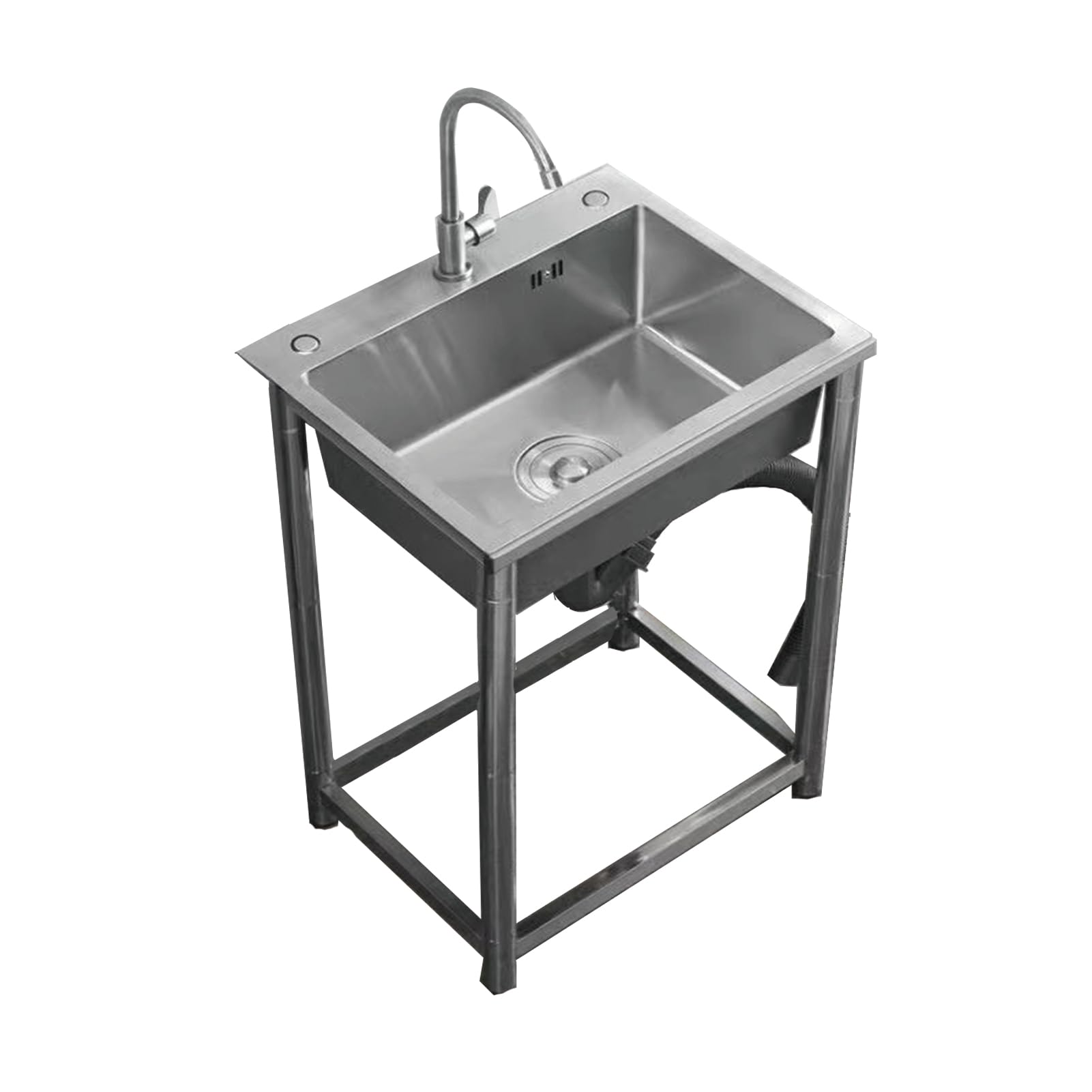 ZQFHSX Commercial Sink, Stainless Steel Utility Freestanding Outdoor Sink,Kitchen Sink with Faucet for Restaurant, Cafe, Bar, Hotel, Garage, Laundry Room