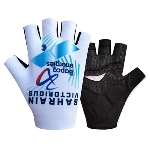 Image of SGCIKER 2024 Pro Team BAHRAIN Cycling Gloves,Mens Shock Absorption Summer Half Finger Bike Gloves Gel (M)