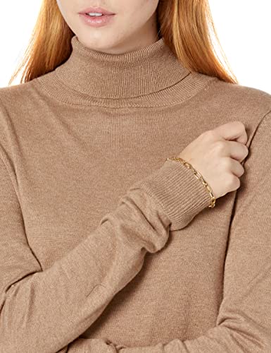 Amazon Essentials Women's Classic-Fit Lightweight Long-Sleeve Turtleneck Sweater (Available In Plus Size), Camel Heather, Medium #TOP2