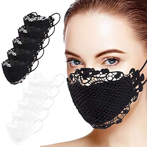 Preisvergleich Produktbild LIGESAY Mehrteiler für Erwachsene und Jugendliche, Lippenschutz, Mundschutz, Wind Staub, Speichel- und Sonnenschutz, Spitze, Farbtuch Zehn Scheiben