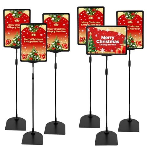 JAOGAUS 6er-Set A4 Aufsteller Höhenverstellbar 60-100 cm Robuster Kundenstopper Plakatständer Bodenständer aus Metall mit Stabiler Basis Infoständer für Büro Speisekarte und Hinweis-Poster