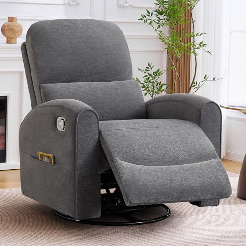 Swivel Rocker Recliner with Headrest and Lumbar Support