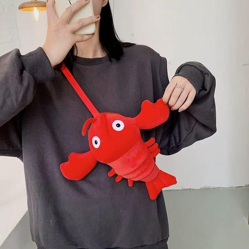 Adorable Lobster Plush Shoulder Bag - Kawaii Animal Shape Crossbody Bag, Novelty Purse Wallet Messenger Bag - Image 2