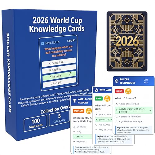 YXYOUNG 2026 World Cup Soccer Trivia Cards - 100 Questions