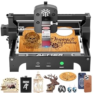 ACMER S1 Lasergraveermachine, draagbaar, 6 W, mini-lasergraveermachine met 0,04 mm nauwkeurigheid, 130 x 130 mm, lasergraveermachine voor hout, leer, aluminium en keramiek