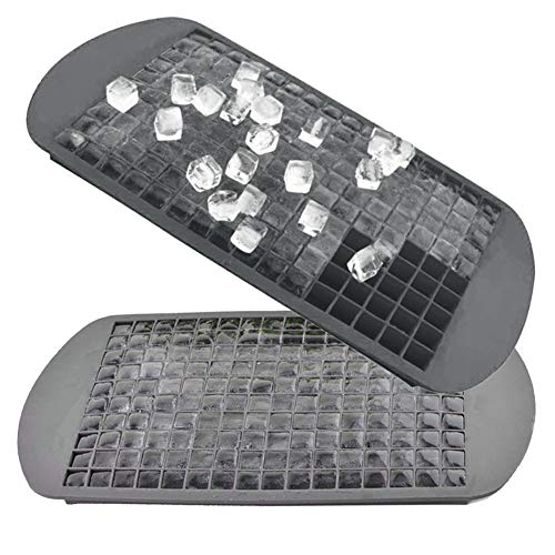 AUFELL (Set da 2) 160 Stampi per Cubetti di Ghiaccio, Forma Quadrata, in Silicone, Mini Cubetti di Ghiaccio, per Cucina, Bar, Budini, Piccoli Cubetti di Ghiaccio, Nero