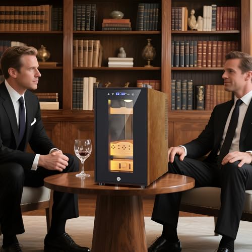 Image of 25L Electric Humidor with Upgraded Design, 200 Counts Large Capacity,Thermostatic Electric Cooler Cabinet with Digital LED Screen, Safety Lock,Smart Humidity & Temp Control