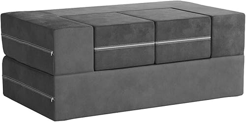 Miniatura 4 de Jaxx Zipline - Sofá biplaza modular para niños, otomana y tumbona plegable, color carbón