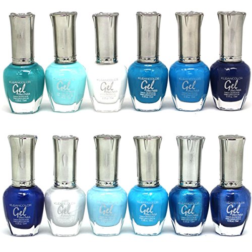 KLEANCOLOR 'Gel Effect' Nail Polish Lacquer Full Size 'SEA Blue'-12pc Set …