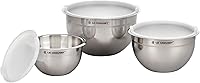 Le Creuset 3-Piece Stainless Steel Nested Mixing Bowls with Non-Slip Bases & Airtight Lids