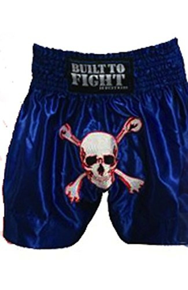 BTF Built to Fight Scull Muay Thai Shorts (Blue, Large)