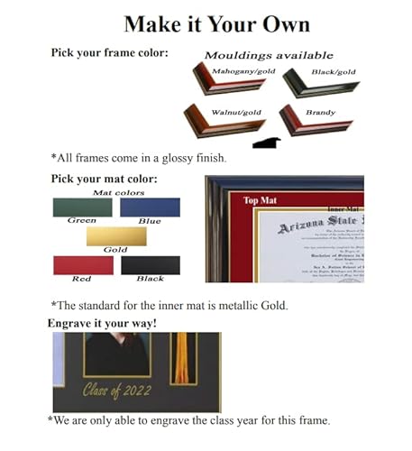 3Art 8.5X11 H-Diploma, With Tassel And 5X7 Picture Frame. Mahogany/Black (Customizable) #TOP1