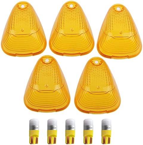 HERCOO LED Roof Lights Lenses Amber Cab Marker Clearance Running Compatible with 1999-2016 Super Duty F250 F350 F450 F550 Aftermarket Replacement