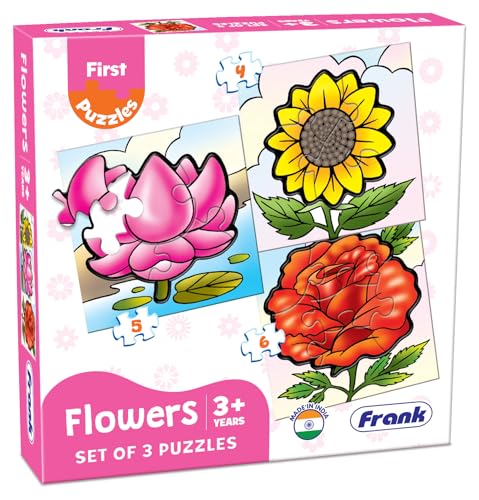 Frank Flowers- A Set of 3 Jigsaw Puzzle for Kids Above 3+ Years - Fun & Challenging Brain Booster Games - Educational Puzzle for Focus and Memory - 10