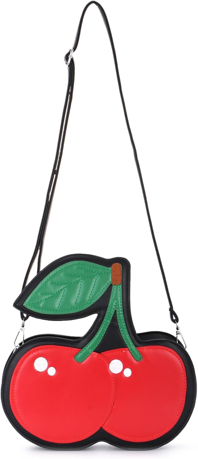Novelty Cherry Purse for Women Fruits Cherry Handbag Lovely Crossbody Shoulder Bag - Image 3