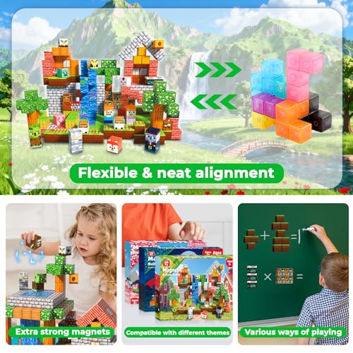 Miniatura 5 de Goody King Bloques Magneticos Construccion Niños 300 Piezas - Tema Biblioteca Del Bosque Con Animales Y Camino - Juego De Construcciones Magneticas - Regalo Creativo Stem Para Niños Y Niñas De 3 Años