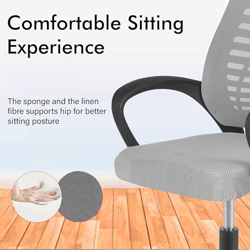 Image of Casa Copenhagen,Mesh Office Desk,Rocking, Ergonomic Computer Chair Adjustable High with Headrest and Comfortable Armrest Swivel Chair - Grey & Black Handle