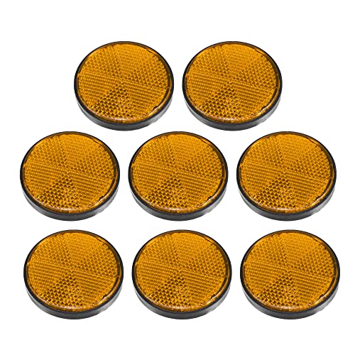 Image of X AUTOHAUX 8 Pcs Round Stick-on Safety Spoke Reflective Self Adhesive Reflector for Gate Posts Cars Trailer Motorcycle Trucks Boat Bicycle Bike Orange