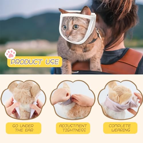SilverChry Katze Maulkorb, Maulkorb für die Katzenpflege, Mundabdeckung Katze Einstellbar, Katzenmaulkorb mit Atmungsaktivem Mesh und PVC Gesichtsschutz für Katzen
