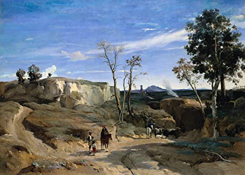 Poster La Cervara campagne romaine Corot - Créez une ambiance apaisante dans votre bureau 58x90cm