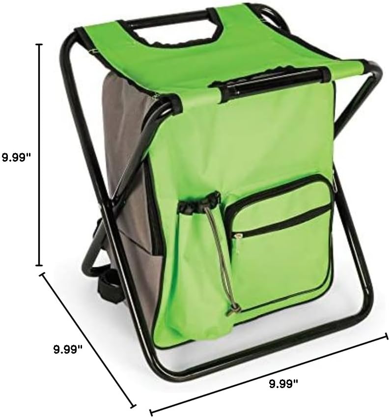 Miniatura 2 de Camco 51909 - Mochila plegable para camping, senderismo, con bolsillos impermeables y patas resistentes para asientos, ideal para viajes, color verde