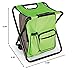 Camco Folding Camping Stool Backpack Cooler Trio- Camping/Hiking Bag with Waterproof Insulated Cooler Pockets and Sturdy Legs for Seating, Great for Travel- Green (51909)