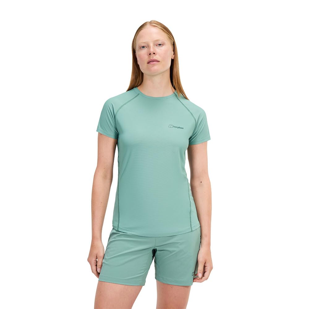 Berghaus Women's 24/7 Short Sleeve Crew Tech Baselayer T-Shirt | Moisture Wicking | Breathable Technical T-Shirt, Light Terrain, 16