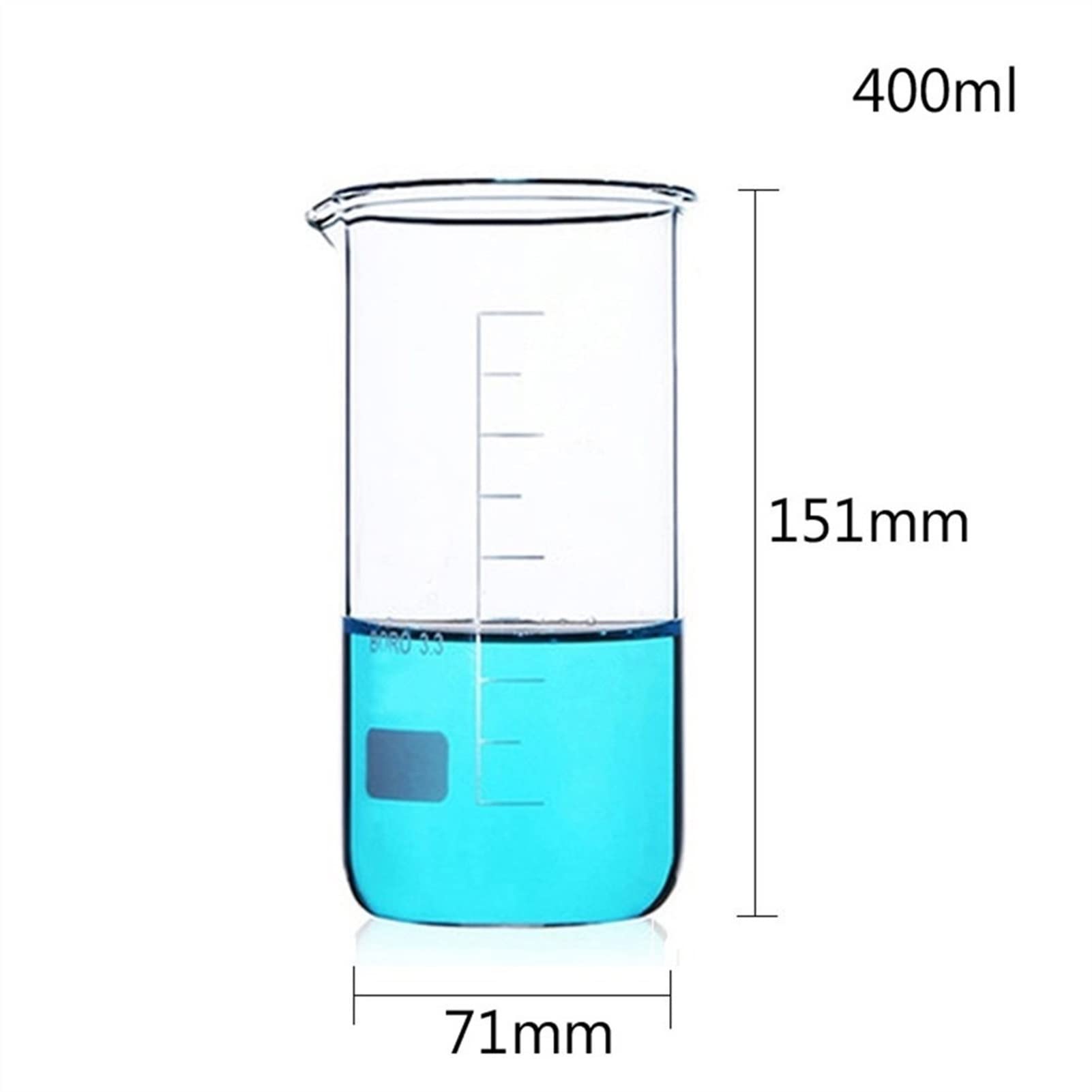 Vaso medidor de Vidrio de borosilicato de 400 ml, de Forma Alta y Resistente a Altas temperaturas, Paquete de 4 (Capacidad: 400 ml) (Transparente, 400 ml)
