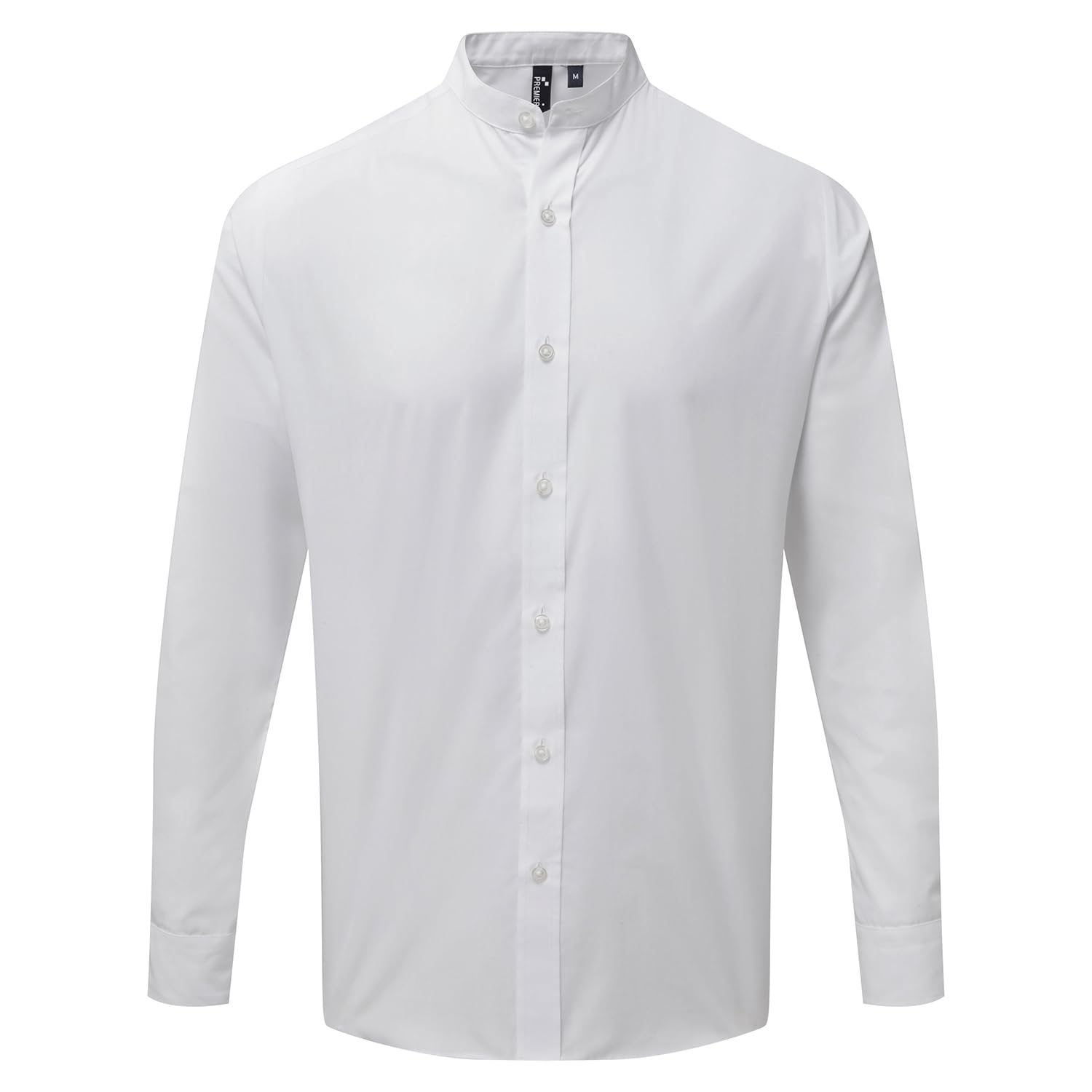 Premier Mens Grandad Collar Long-Sleeved Shirt (XS) (White)