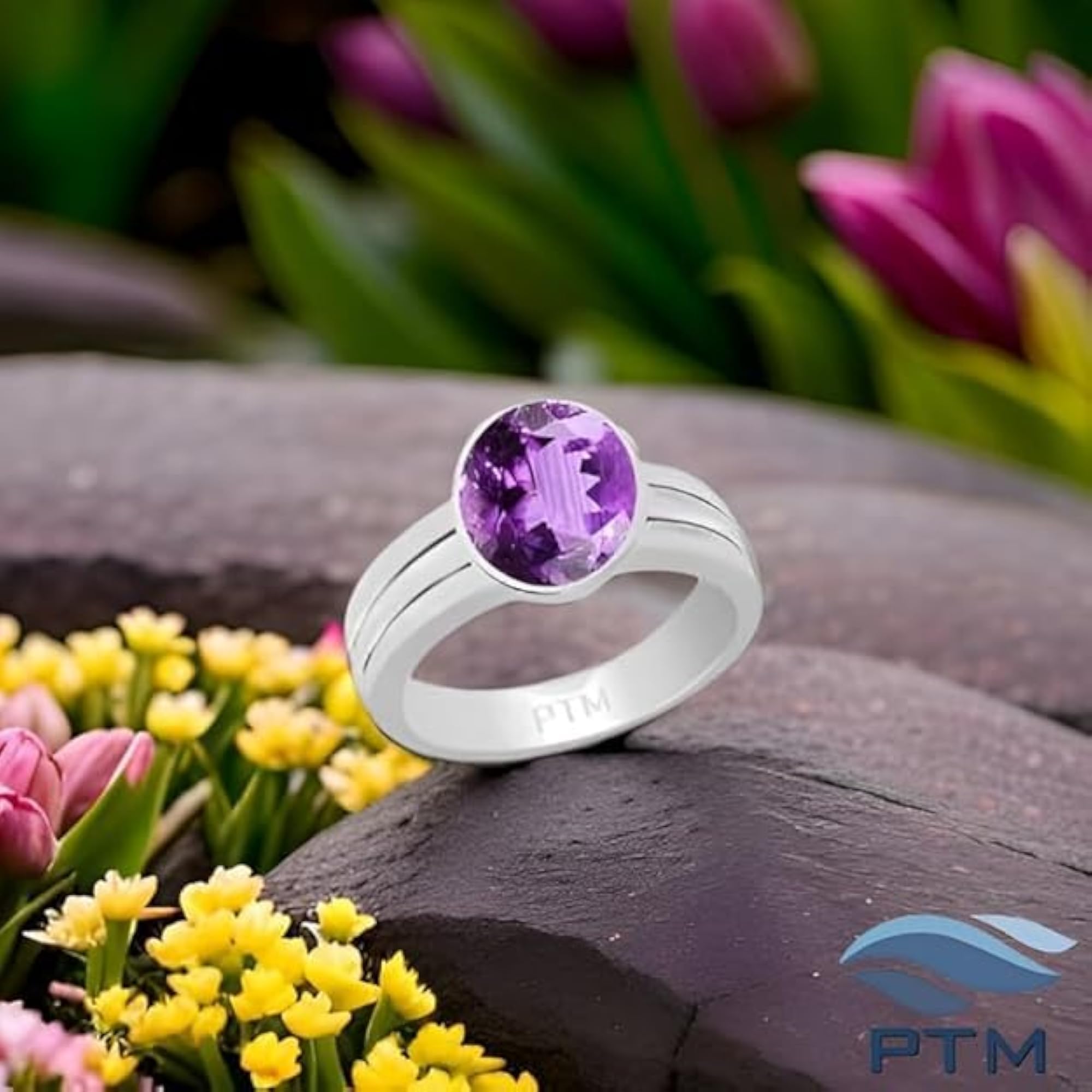 925 Sterling Silver Amethyst Ring, 5 Carat