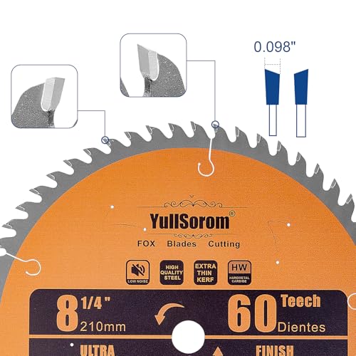 Image of 8-1 /4-Inch Circular Saw Blade 60 Tooth Fine-Finish TCT Carbide-Tipped Table Saw Blade with 5 /8 inch Arbor for Wood Cutting