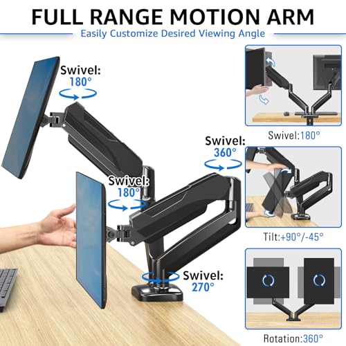Image of MOUNTUP Dual Monitor Stand for Desk and Desk C-Clamp Extension for Max 6 inch Thick Desktops