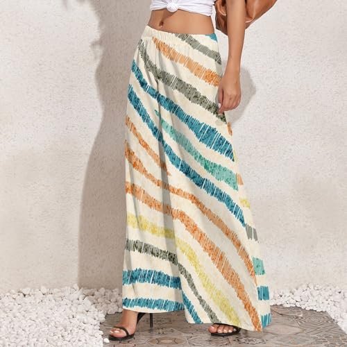 Womens Wide Leg Pants Tropical Marine Pattern Dressy High Waist Trousers Casual Loose Flowy Palazzo Pants3