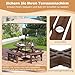 COSTWAY Picknicktisch Set für 8 Personen, Gartentisch aus Holz mit Schirmloch & 4 Bänken, Terrassenmöbel, Gartenmöbel, runde Sitzgruppe, Sitzgarnitur für Garten, Terrasse (Braun)